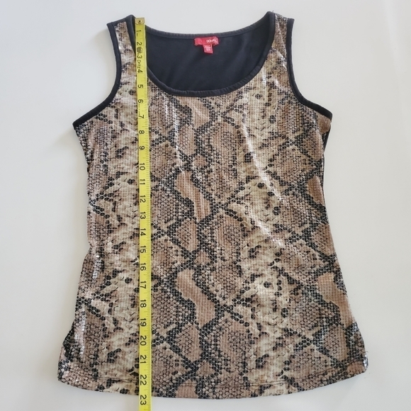 1275 * Bongo Snakeskin Sequin Tank Tan Black Size S - Picture 7 of 7